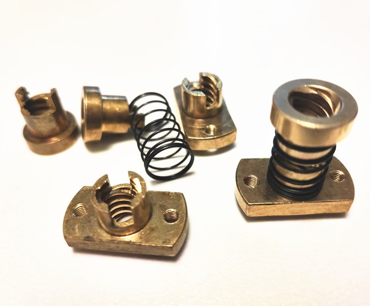 3D打印機配（pèi）件（jiàn） T8絲杆銑邊消間隙（xì）銅螺母 導程8 螺距2MM消回差螺母